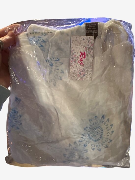 Raj Accessories - Raj White & Blue Mandala Print 100% Silk One Size Made In India New In Packaging